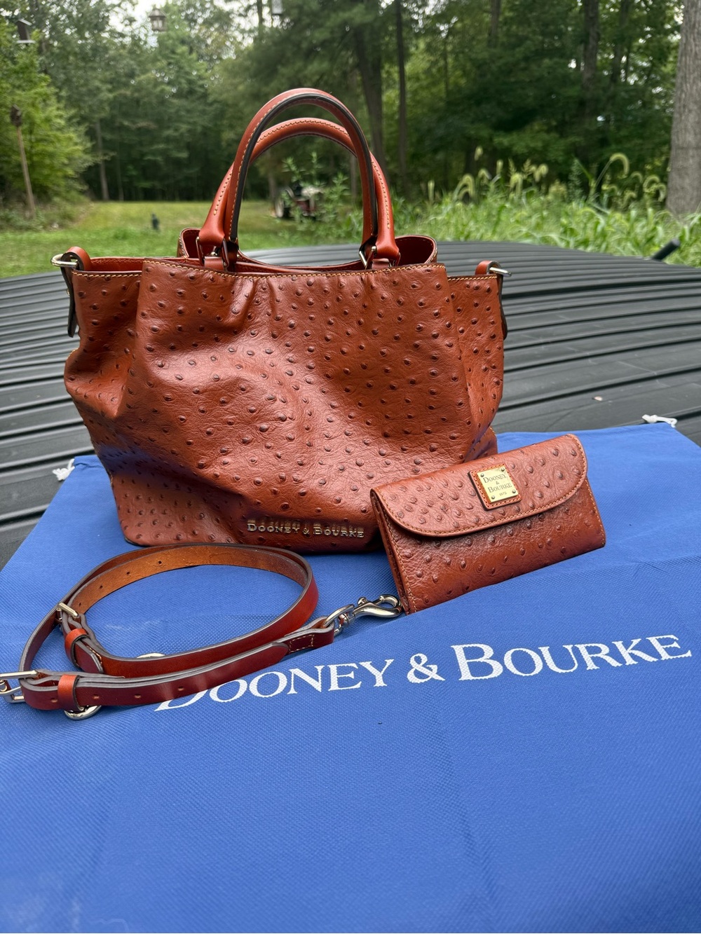 Dooney & Bourke Barlow Ostrich-Embossed Leather bag with Wallet